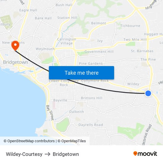 Wildey-Courtesy to Bridgetown map