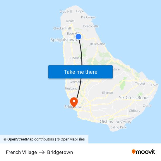 French Village to Bridgetown map