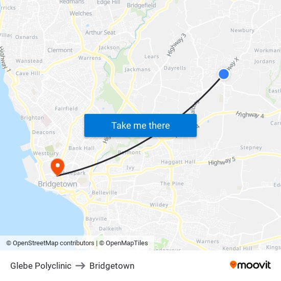Glebe Polyclinic to Bridgetown map