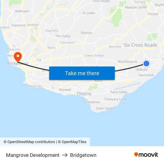 Mangrove Development to Bridgetown map