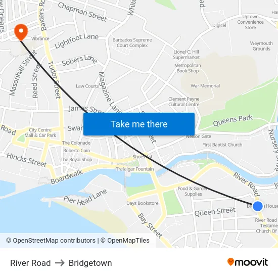 River Road to Bridgetown map