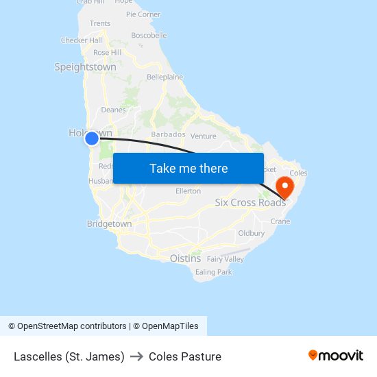 Lascelles (St. James) to Coles Pasture map