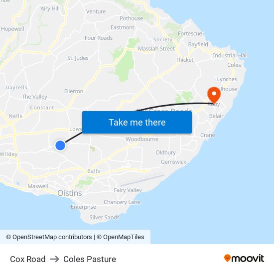 Cox Road to Coles Pasture map