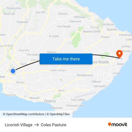 Licorish Village to Coles Pasture map