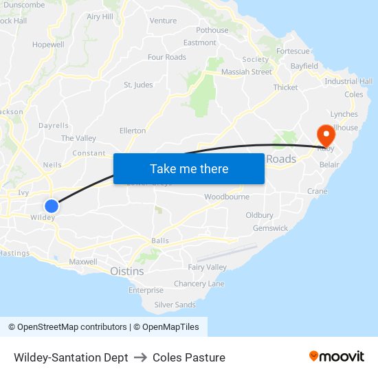 Wildey-Santation Dept to Coles Pasture map