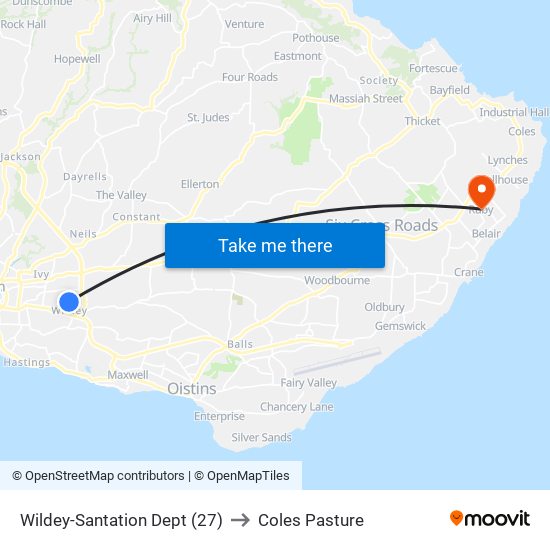Wildey-Santation Dept (27) to Coles Pasture map