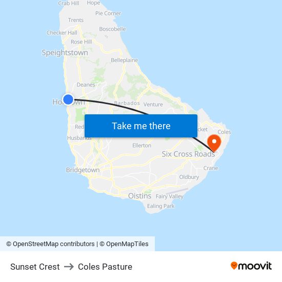 Sunset Crest to Coles Pasture map