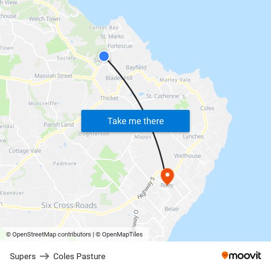 Supers to Coles Pasture map