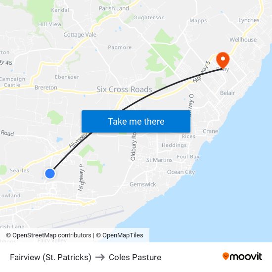 Fairview (St. Patricks) to Coles Pasture map