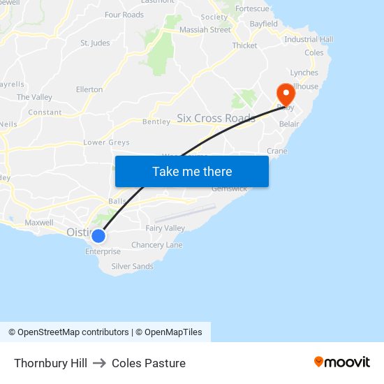 Thornbury Hill to Coles Pasture map