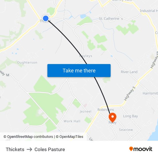 Thickets to Coles Pasture map