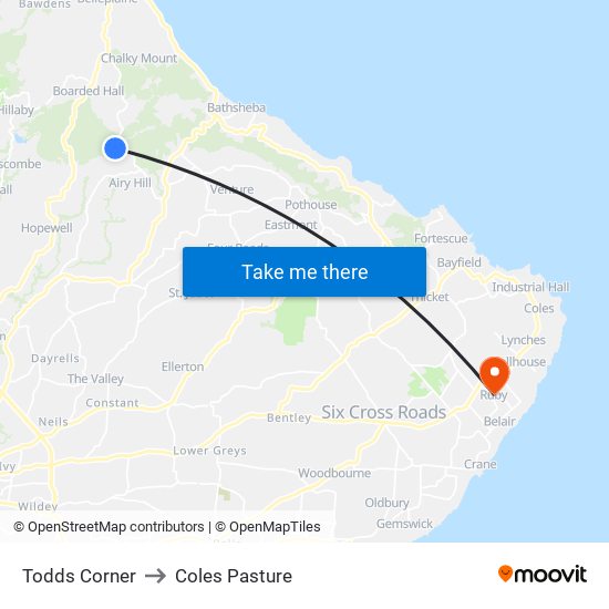 Todds Corner to Coles Pasture map