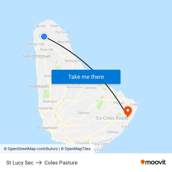 St Lucy Sec to Coles Pasture map