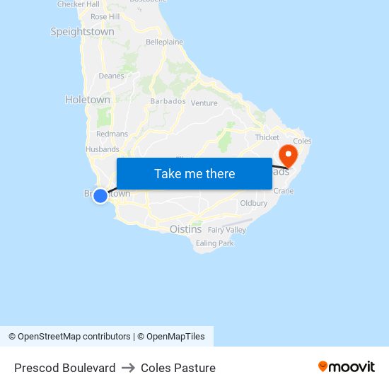 Prescod Boulevard to Coles Pasture map