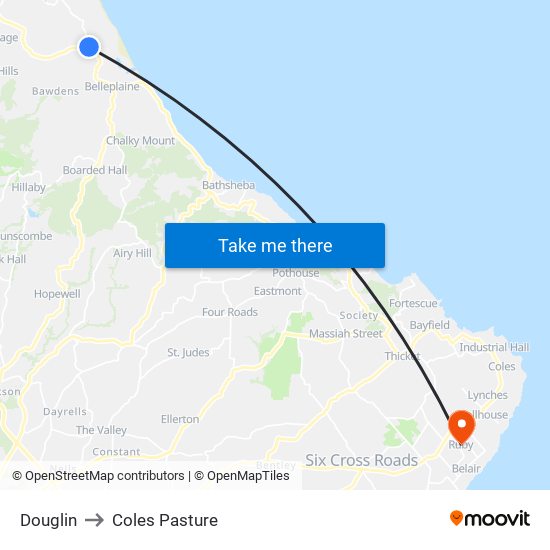 Douglin to Coles Pasture map