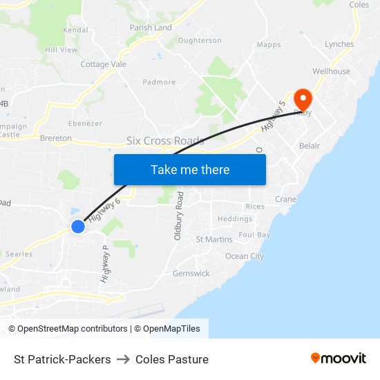 St Patrick-Packers to Coles Pasture map