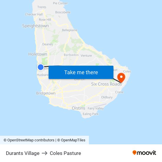 Durants Village to Coles Pasture map