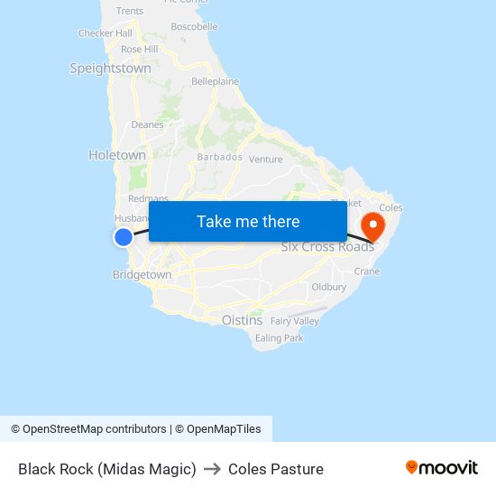 Black Rock (Midas Magic) to Coles Pasture map