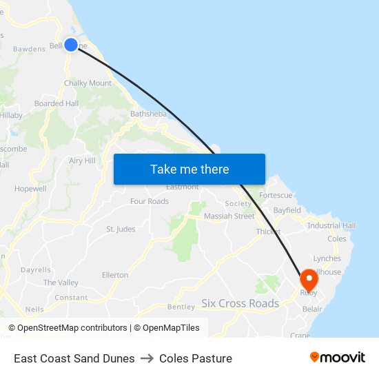 East Coast Sand Dunes to Coles Pasture map