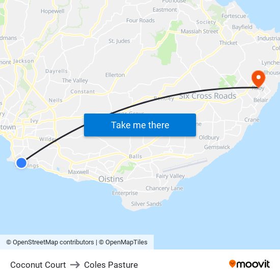 Coconut Court to Coles Pasture map