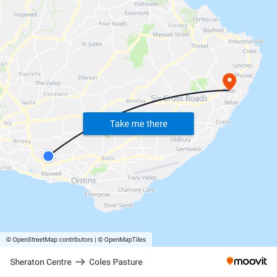 Sheraton Centre to Coles Pasture map