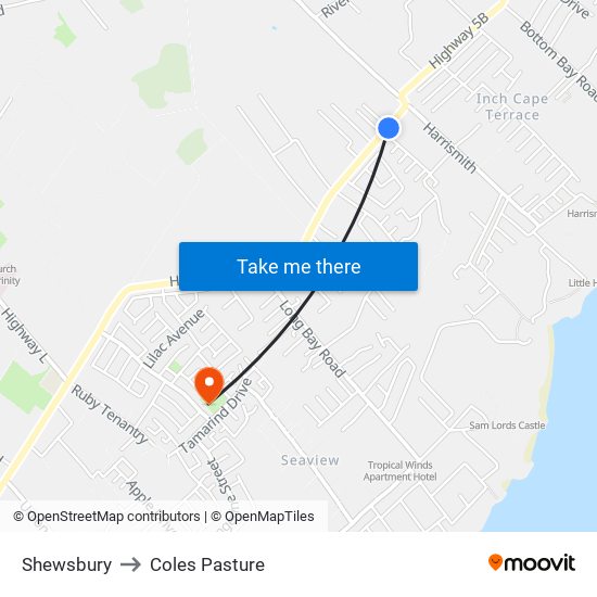 Shewsbury to Coles Pasture map