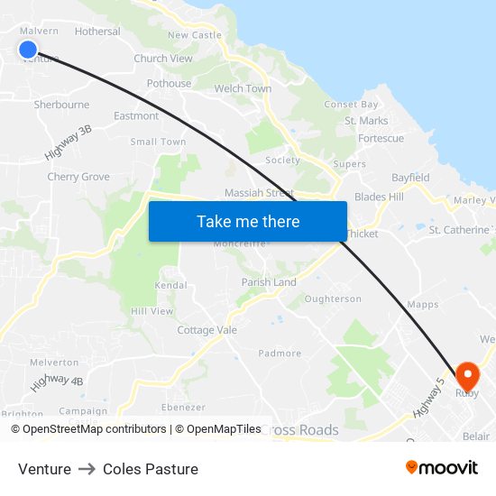 Venture to Coles Pasture map