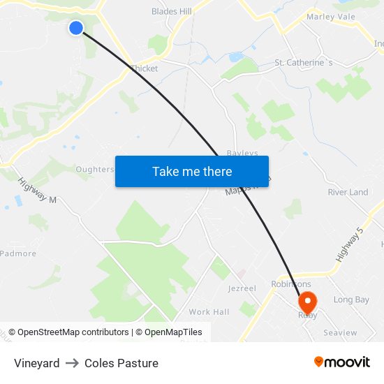 Vineyard to Coles Pasture map