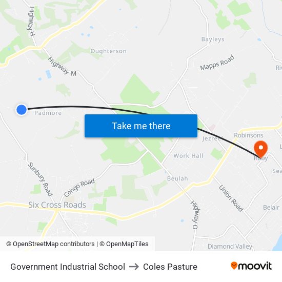 Government Industrial School to Coles Pasture map