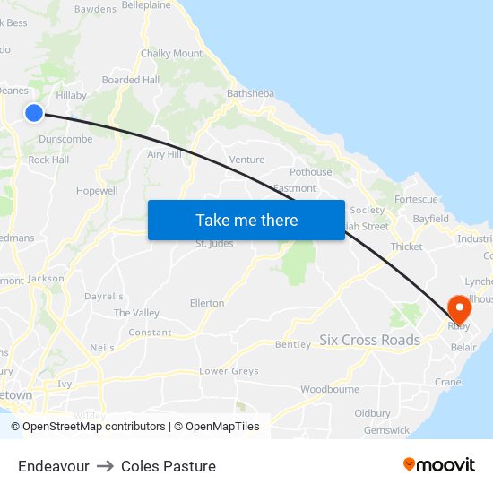 Endeavour to Coles Pasture map