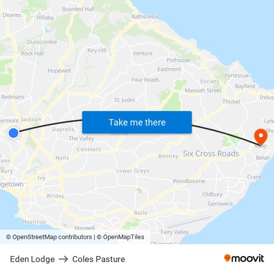 Eden Lodge to Coles Pasture map
