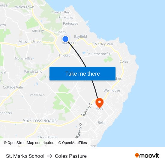 St. Marks School to Coles Pasture map