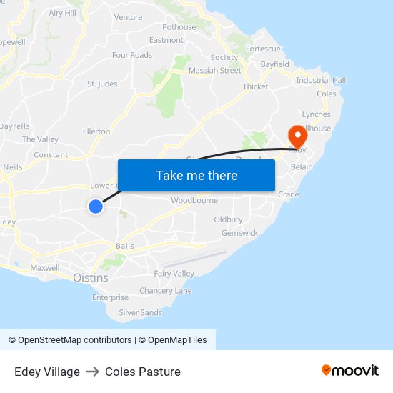Edey Village to Coles Pasture map