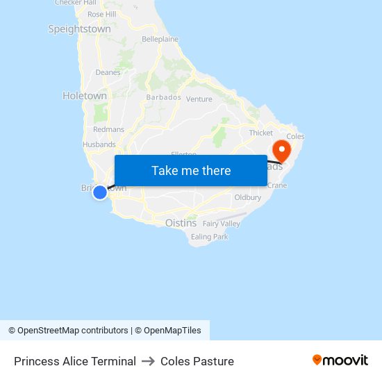 Princess Alice Terminal to Coles Pasture map