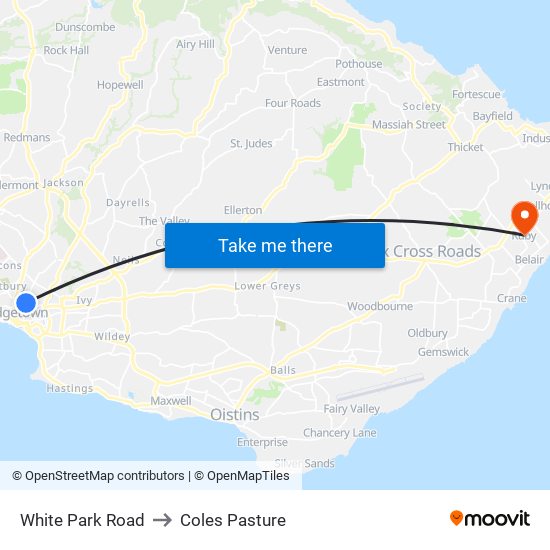 White Park Road to Coles Pasture map