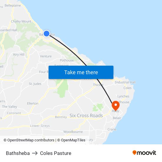 Bathsheba to Coles Pasture map