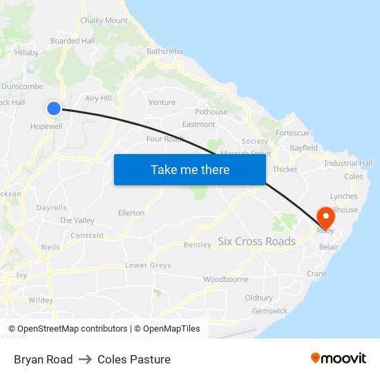Bryan Road to Coles Pasture map