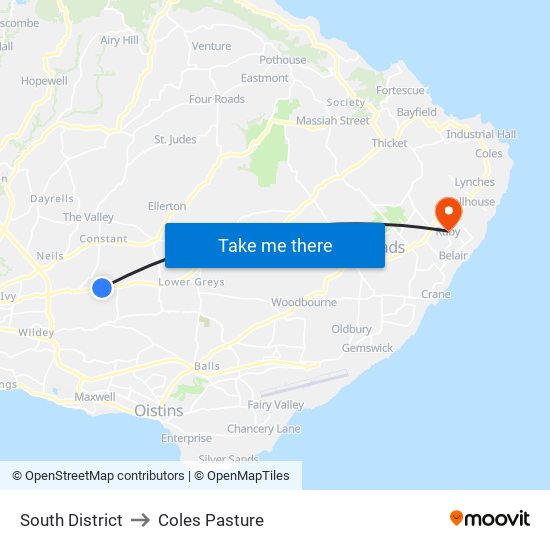 South District to Coles Pasture map