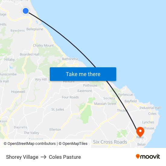 Shorey Village to Coles Pasture map