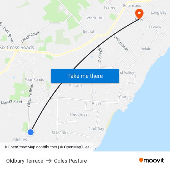 Oldbury Terrace to Coles Pasture map