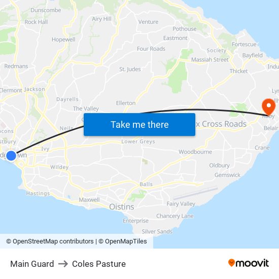 Main Guard to Coles Pasture map