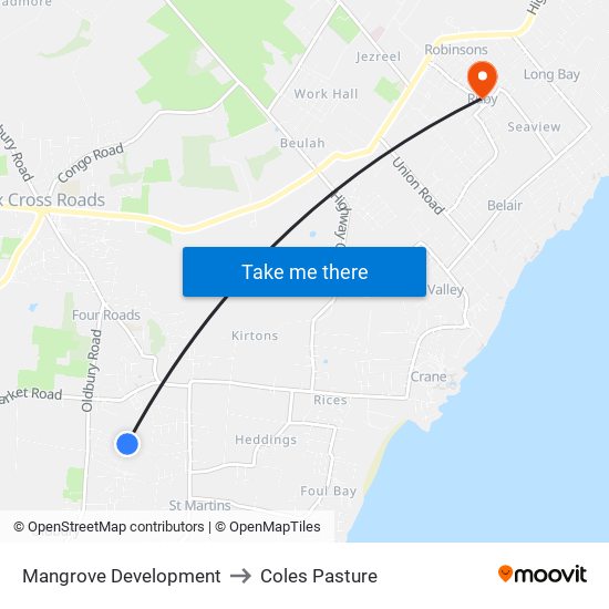 Mangrove Development to Coles Pasture map