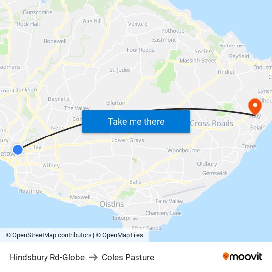 Hindsbury Rd-Globe to Coles Pasture map