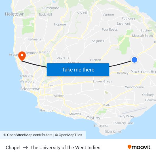Chapel to The University of the West Indies map