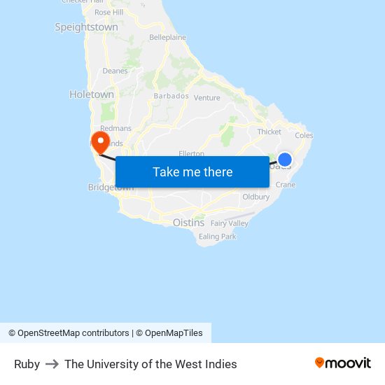 Ruby to The University of the West Indies map