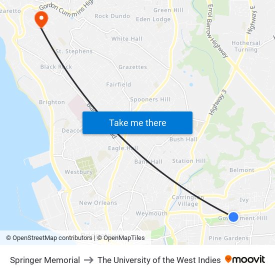 Springer Memorial to The University of the West Indies map