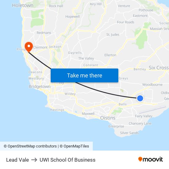 Lead Vale to UWI School Of Business map