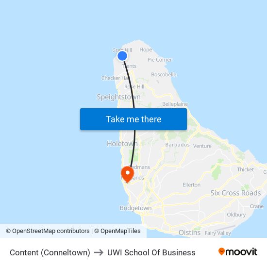 Content (Conneltown) to UWI School Of Business map