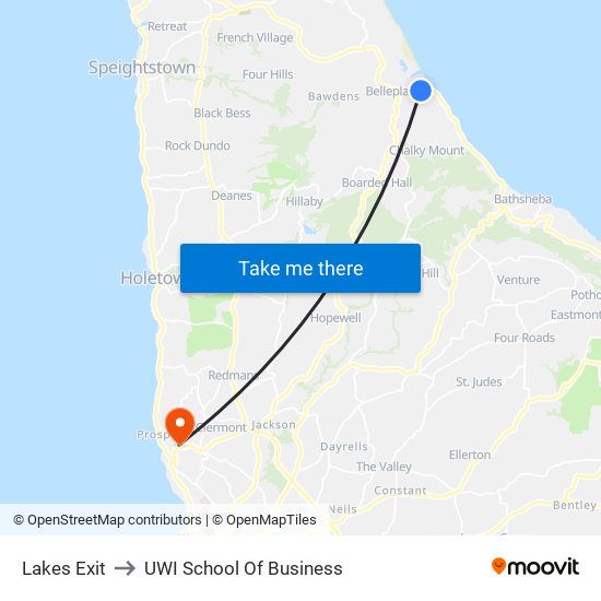Lakes  Exit to UWI School Of Business map