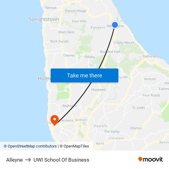 Alleyne to UWI School Of Business map